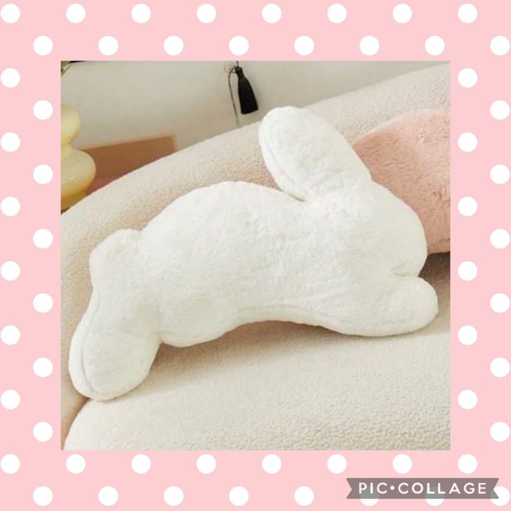 White Fur Bunny Shaped Pillow